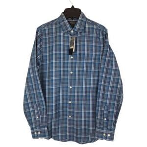 The Men's Store Classic-Fit Cotton Blend Button-Down Blue Raisin Plaid XXL NWT